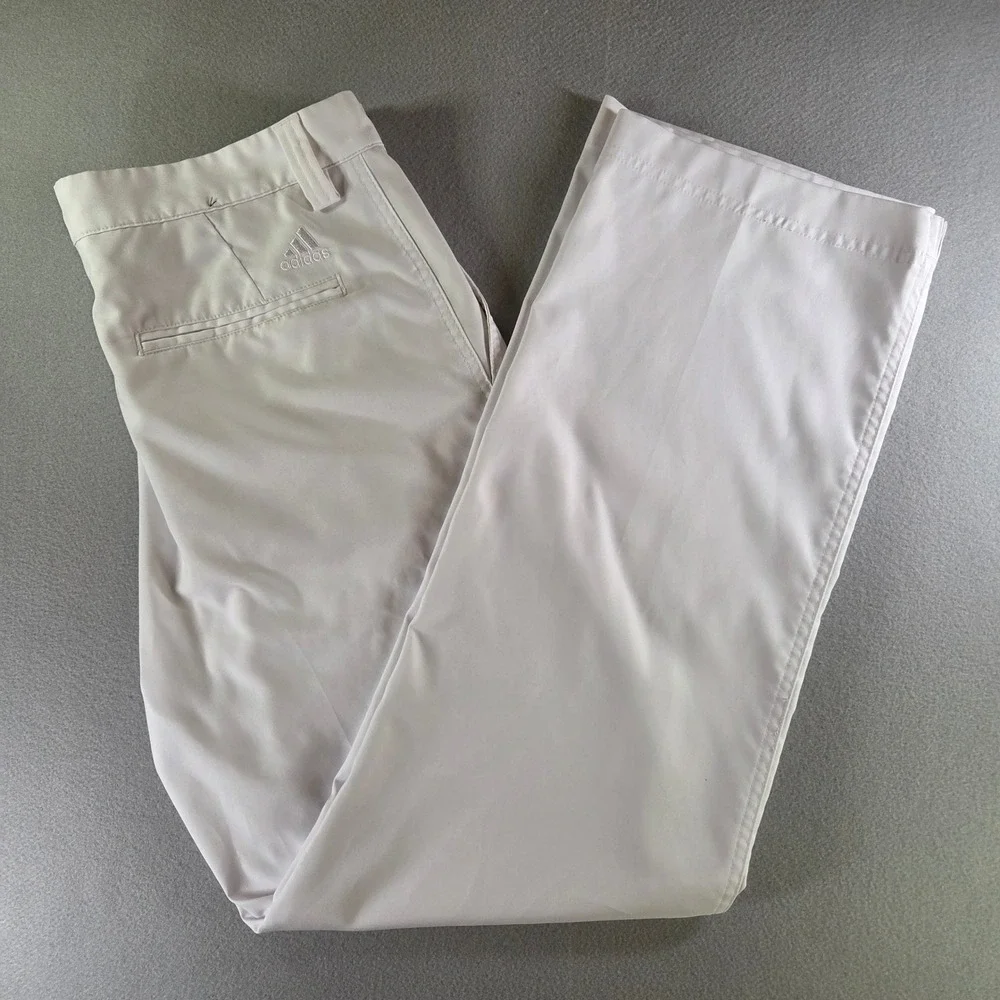 Adidas Climalite Mens White Golf Pants Straight Leg Performance Trousers 34x32